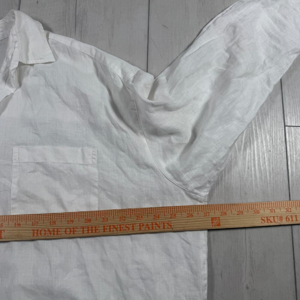 Frank & Eileen White 100% Linen Oversized Long Sleeve Shirt OS Mackenzie - Picture 10 of 10
